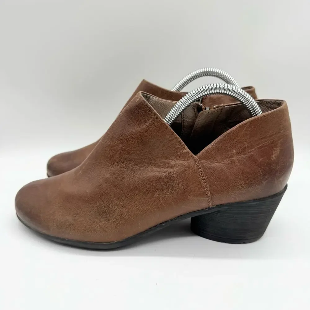 Dansko Raina Leather Low Heel Dip Side Comfort Bootie Brown Sz 40 Office Minimal - Picture 7 of 15